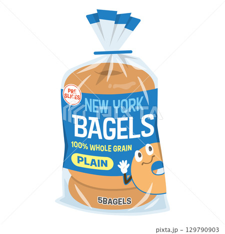 袋に入った5個入りのベーグル 129790903