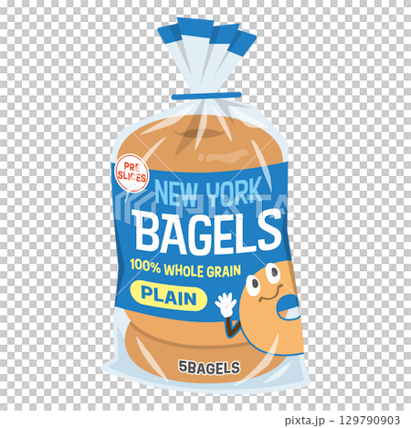 袋に入った5個入りのベーグル 129790903