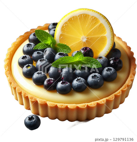 ミントが香るレモンブルーベリータルト 129791136