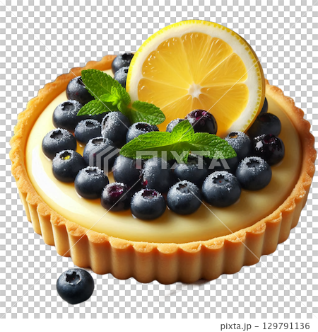 ミントが香るレモンブルーベリータルト 129791136