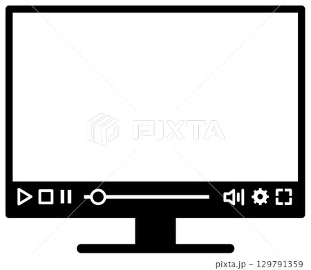 映画や有料の動画をパソコンの画面で再生する液晶イラスト 129791359