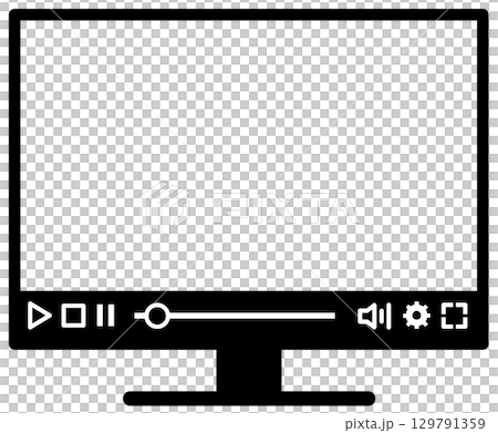 映画や有料の動画をパソコンの画面で再生する液晶イラスト 129791359