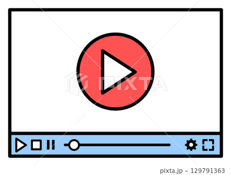 映画や有料の動画をパソコンの画面で再生する液晶イラスト 映画や有料の動画をパソコンの画面で再生する液晶イラスト 129791363