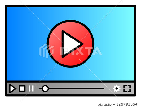 映画や有料の動画をパソコンの画面で再生する液晶イラスト 129791364