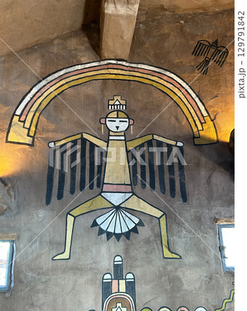 Native American style mural in Desert View Watchtower, Grand Canyon NP 129791842