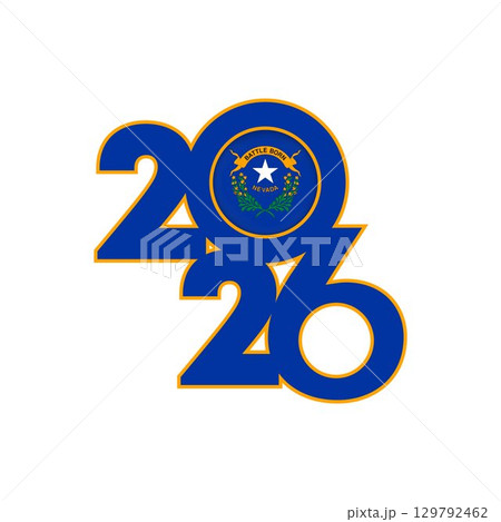 2026 banner with Nevada flag inside. 2026 banner with Nevada flag inside. 129792462