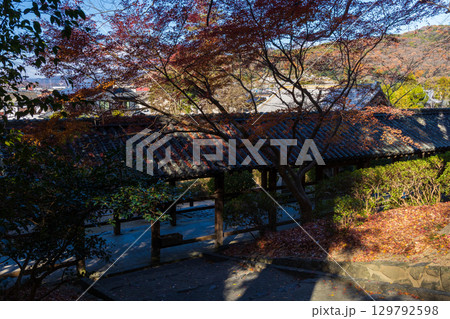冬の岡山県岡山市 三備一宮 吉備津神社 廻廊 冬の岡山県岡山市 三備一宮 吉備津神社 廻廊 129792598