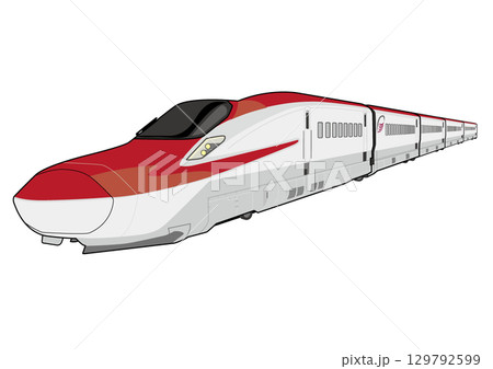 赤い車体の新幹線 129792599