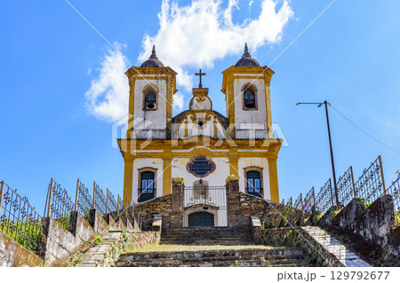 Staircase leading up to a baroque church Staircase leading up to a baroque church 129792677
