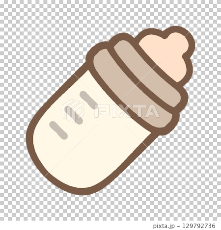 シンプルでかわいい哺乳瓶のアイコンイラスト素材 129792736