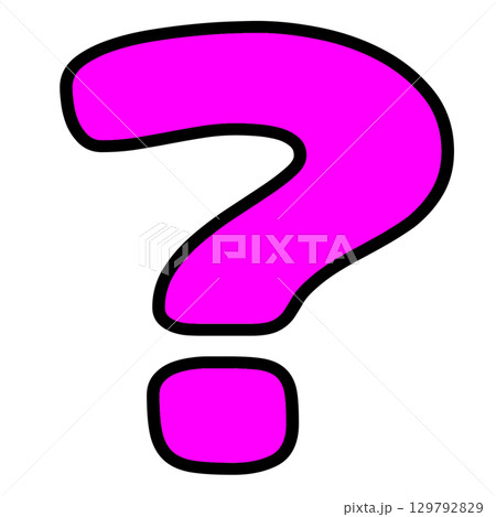 マゼンタ色のクエスチョンマーク記号の目を引く鮮やかな透過イラスト 129792829