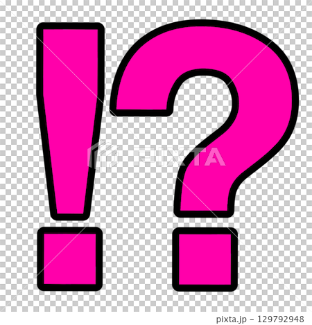 Pink exclamation mark and question mark combination symbol illustration Pink exclamation mark and question mark combination symbol illustration 129792948