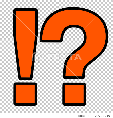 橘色感嘆號和問號組合符號圖 橘色感嘆號和問號組合符號圖 129792949