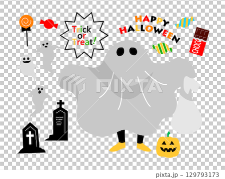 Halloween cute children's costume illustration set 129793173
