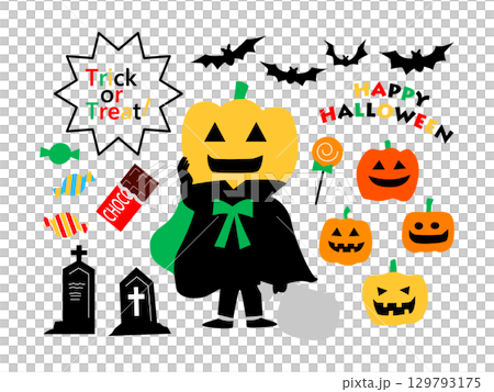 萬聖節可愛兒童服裝插圖集 129793175
