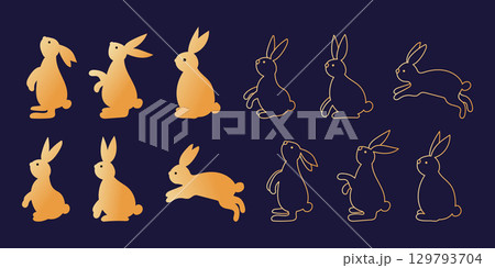 Playful Rabbit Set in Various Posesのイラスト素材 [129793704] - PIXTA