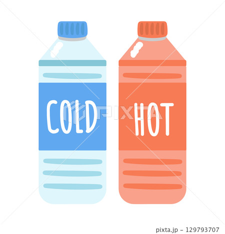 冷たい・温かい飲み物　ペットボトル　イラストセット 129793707