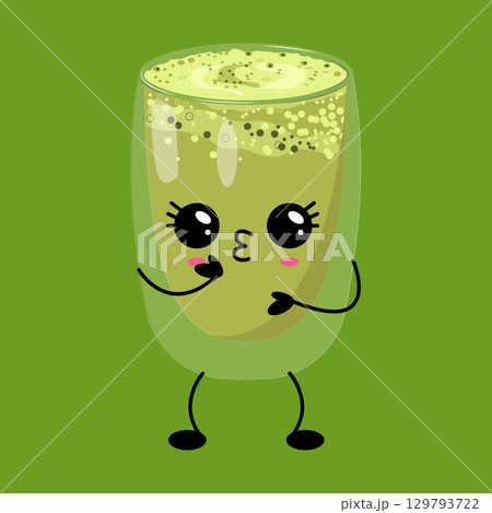 Kawaii Matcha Cute Drink Character 129793722
