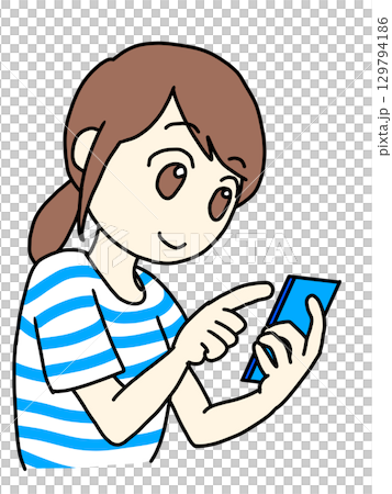 Woman operating a smartphone 129794186
