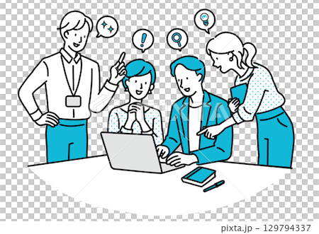 會議、討論、會議、創意生成、藍色氣泡 129794337