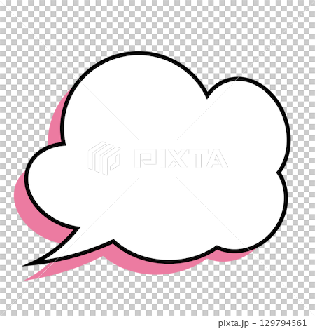 シンプルな吹き出しのイラスト　もこもこ 129794561