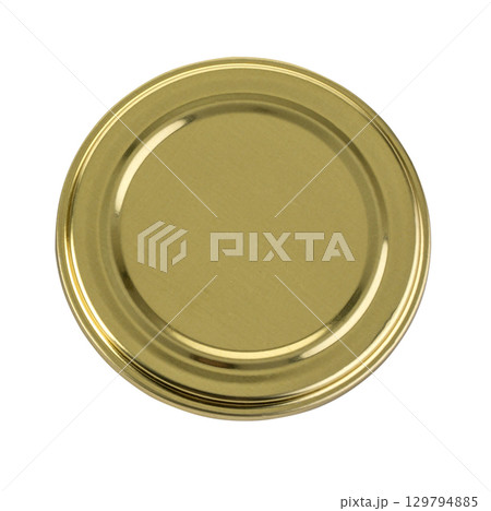 Golden lid isolated on transparent background: preserving freshness and flavor Golden lid isolated on transparent background: preserving freshness and flavor 129794885