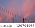赤い夕焼けと電線 129794968