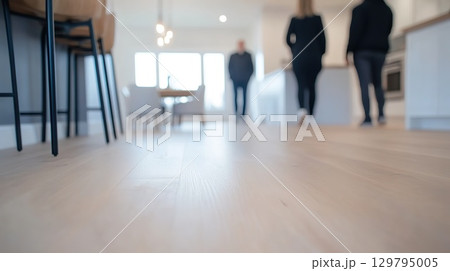 Visitors enjoy discovering newly constructed home during guided tour. 129795005