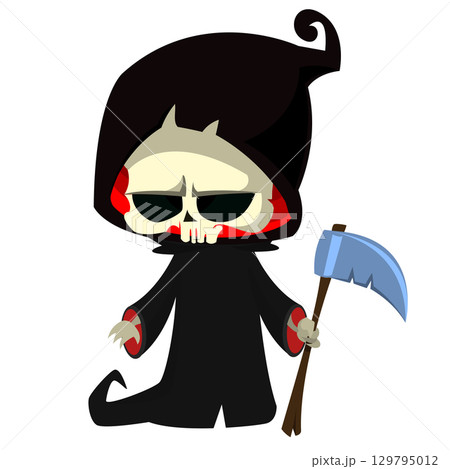 Funny cartoon grim reaper character design. Funny cartoon grim reaper character design. 129795012