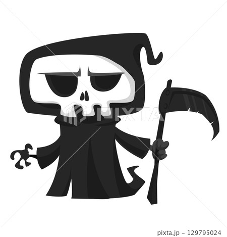 Funny cartoon grim reaper character design. Funny cartoon grim reaper character design. 129795024