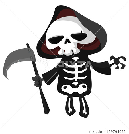 Funny cartoon grim reaper character design.  129795032