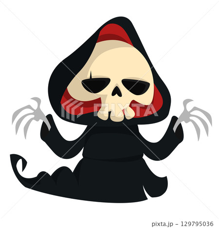 Funny cartoon grim reaper character design.  129795036