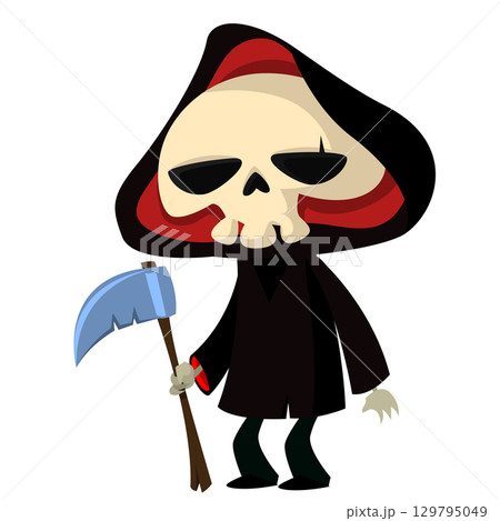 Funny cartoon grim reaper character design. Funny cartoon grim reaper character design. 129795049