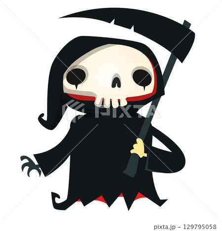 Funny cartoon grim reaper character design.  129795058