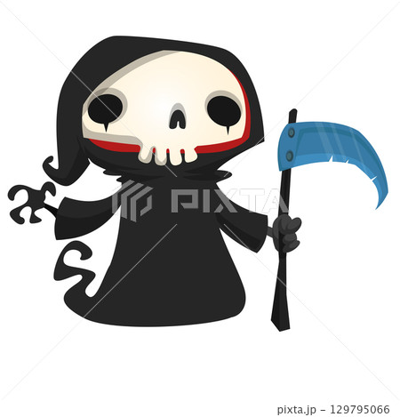 Funny cartoon grim reaper character design.  Funny cartoon grim reaper character design.  129795066