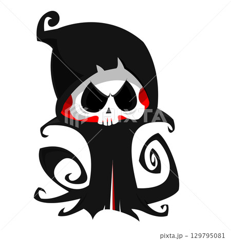 Funny cartoon grim reaper character design.  129795081