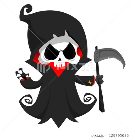 Funny cartoon grim reaper character design. Funny cartoon grim reaper character design. 129795086