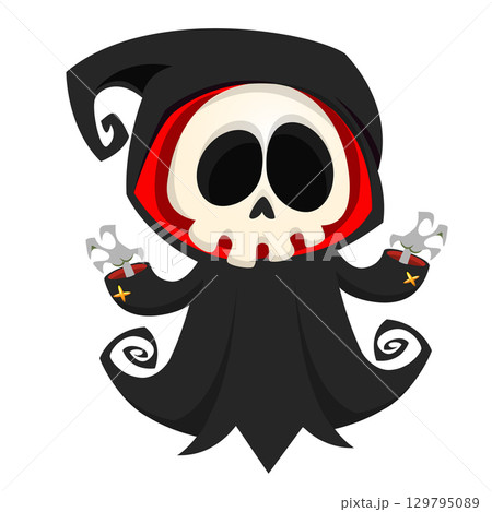 Funny cartoon grim reaper character design. Funny cartoon grim reaper character design. 129795089