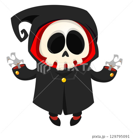 Funny cartoon grim reaper character design. Funny cartoon grim reaper character design. 129795091