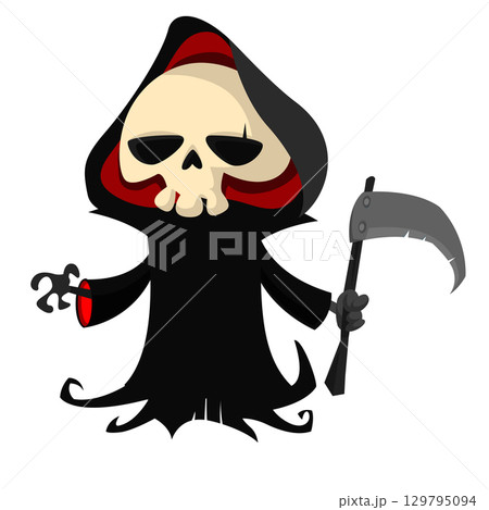 Funny cartoon grim reaper character design.  129795094