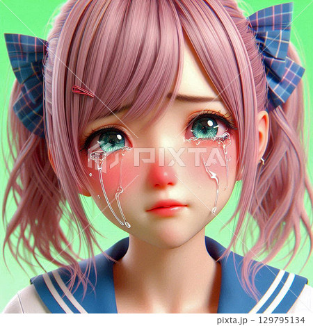 涙を流して号泣している女子高生{27} 129795134