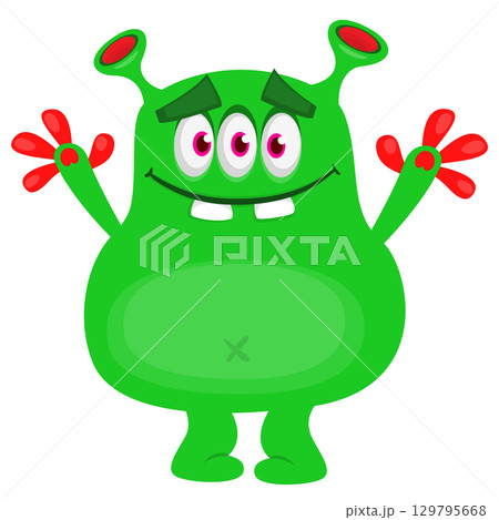 Cartoon cute monster character design vector illustration isolated 129795668