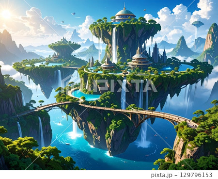 世界遺産の遺跡と遺跡のある風景 世界遺産の遺跡と遺跡のある風景 129796153