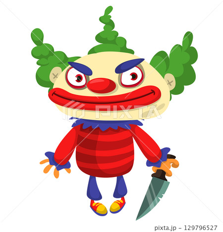 Cartoon scary clown character for Halloween design. Vector isolated 129796527