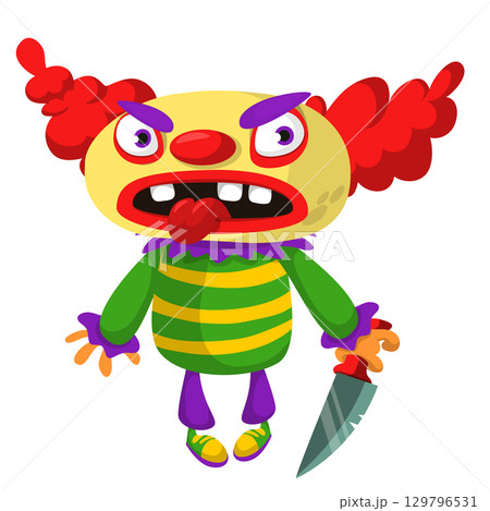 Cartoon scary clown character for Halloween design. Vector isolated Cartoon scary clown character for Halloween design. Vector isolated 129796531