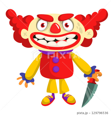 Cartoon scary clown character for Halloween design. Vector isolated Cartoon scary clown character for Halloween design. Vector isolated 129796536