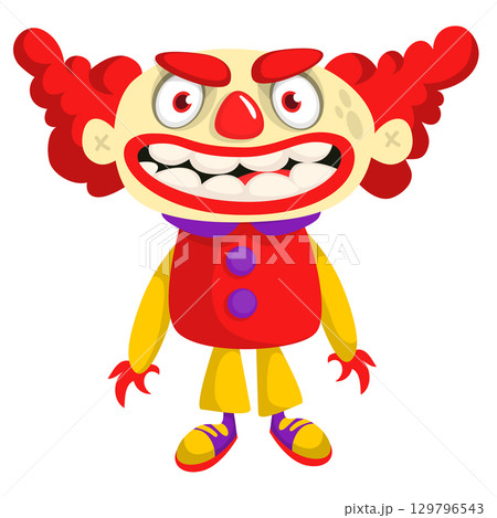 Cartoon scary clown character for Halloween design. Vector isolated Cartoon scary clown character for Halloween design. Vector isolated 129796543