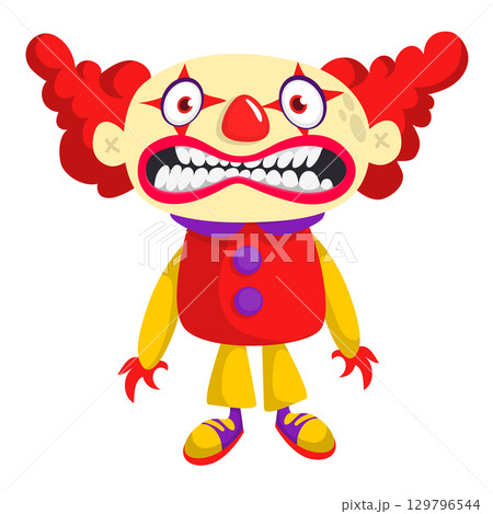 Cartoon scary clown character for Halloween design. Vector isolated Cartoon scary clown character for Halloween design. Vector isolated 129796544