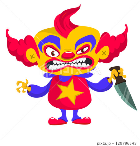 Cartoon scary clown character for Halloween design. Vector isolated Cartoon scary clown character for Halloween design. Vector isolated 129796545