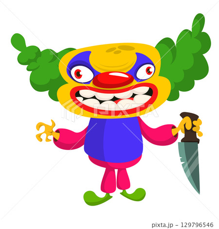 Cartoon scary clown character for Halloween design. Vector isolated Cartoon scary clown character for Halloween design. Vector isolated 129796546